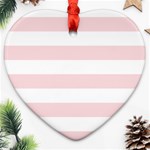 Horizontal Stripes - White and Pale Pink Ornament (Heart)