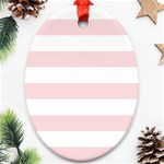 Horizontal Stripes - White and Pale Pink Ornament (Oval)