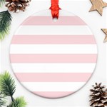 Horizontal Stripes - White and Pale Pink Ornament (Round)