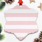 Horizontal Stripes - White and Pale Pink Ornament (Snowflake)