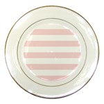 Horizontal Stripes - White and Pale Pink Porcelain Plate