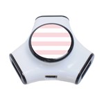 Horizontal Stripes - White and Pale Pink Portable USB Hub (One Side)