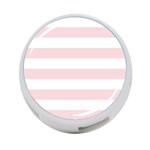 Horizontal Stripes - White and Pale Pink 4-Port USB Hub (One Side)