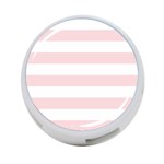 Horizontal Stripes - White and Pale Pink 4-Port USB Hub (Two Sides)