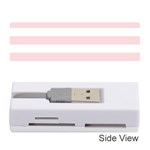 Horizontal Stripes - White and Pale Pink Memory Card Reader (Stick)