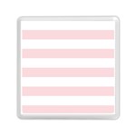 Horizontal Stripes - White and Pale Pink Memory Card Reader with Storage (Square)