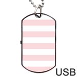 Horizontal Stripes - White and Pale Pink Dog Tag USB Flash (One Side)