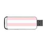 Horizontal Stripes - White and Pale Pink Portable USB Flash (Two Sides)