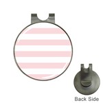 Horizontal Stripes - White and Pale Pink Golf Ball Marker Hat Clip