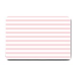 Horizontal Stripes - White and Pale Pink Small Doormat