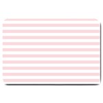 Horizontal Stripes - White and Pale Pink Large Doormat