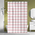 Horizontal Stripes - White and Pale Pink Shower Curtain 48  x 72  (Small)