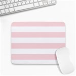 Horizontal Stripes - White and Pale Pink Small Mousepad