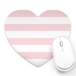 Horizontal Stripes - White and Pale Pink Heart Mousepad