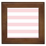 Horizontal Stripes - White and Pale Pink Framed Tile