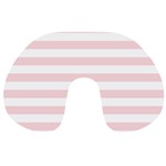 Horizontal Stripes - White and Pale Pink Travel Neck Pillow