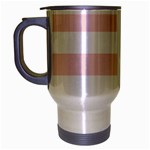 Horizontal Stripes - White and Pale Pink Travel Mug (Silver Gray)