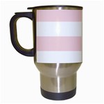 Horizontal Stripes - White and Pale Pink Travel Mug (White)