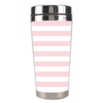 Horizontal Stripes - White and Pale Pink Stainless Steel Travel Tumbler