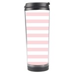 Horizontal Stripes - White and Pale Pink Travel Tumbler