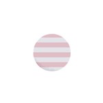 Horizontal Stripes - White and Pale Pink 1  Mini Button