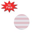 Horizontal Stripes - White and Pale Pink 1  Mini Button (10 pack)