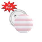 Horizontal Stripes - White and Pale Pink 1.75  Button (10 pack)