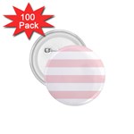 Horizontal Stripes - White and Pale Pink 1.75  Button (100 pack)