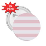 Horizontal Stripes - White and Pale Pink 2.25  Button (10 pack)