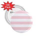 Horizontal Stripes - White and Pale Pink 2.25  Button (100 pack)