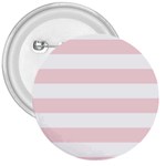 Horizontal Stripes - White and Pale Pink 3  Button