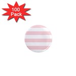 Horizontal Stripes - White and Pale Pink 1  Mini Magnet (100 pack)