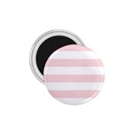 Horizontal Stripes - White and Pale Pink 1.75  Magnet