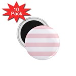 Horizontal Stripes - White and Pale Pink 1.75  Magnet (10 pack)