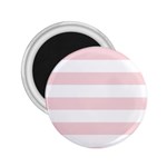 Horizontal Stripes - White and Pale Pink 2.25  Magnet