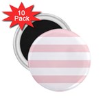 Horizontal Stripes - White and Pale Pink 2.25  Magnet (10 pack)