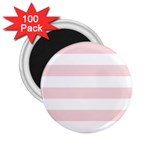 Horizontal Stripes - White and Pale Pink 2.25  Magnet (100 pack)