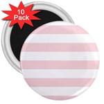 Horizontal Stripes - White and Pale Pink 3  Magnet (10 pack)