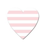 Horizontal Stripes - White and Pale Pink Magnet (Heart)