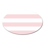 Horizontal Stripes - White and Pale Pink Magnet (Oval)