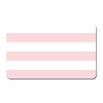 Horizontal Stripes - White and Pale Pink Magnet (Rectangular)