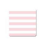 Horizontal Stripes - White and Pale Pink Magnet (Square)