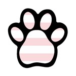 Horizontal Stripes - White and Pale Pink Magnet (Paw Print)