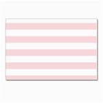 Horizontal Stripes - White and Pale Pink Postcard 5  x 7 