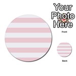 Horizontal Stripes - White and Pale Pink Multi-purpose Cards (Round)