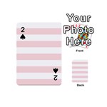 Horizontal Stripes - White and Pale Pink Playing Cards 54 (Mini)