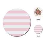 Horizontal Stripes - White and Pale Pink Playing Cards (Round)