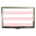 Horizontal Stripes - White and Pale Pink Cigarette Money Case