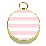 Horizontal Stripes - White and Pale Pink Gold Compass