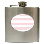 Horizontal Stripes - White and Pale Pink Hip Flask (6 oz)